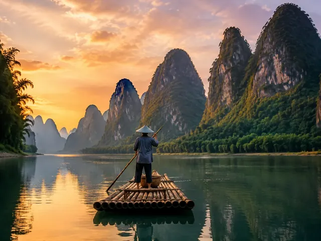 Guilin travel scene - Li River cruise to Yangshuo