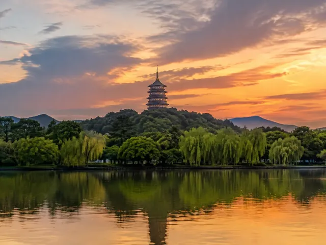 Hangzhou travel scene - West Lake and the Longjing tea villages