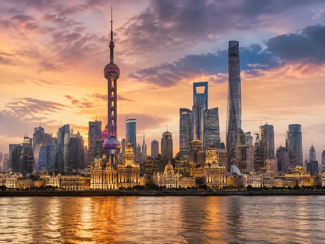 Shanghai travel scene - The Bund skyline and the Shanghai Tower observation deck