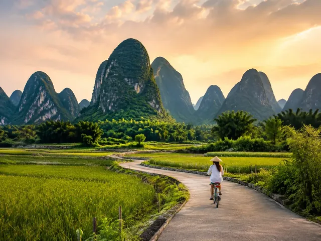Yangshuo travel scene - The Yulong River valley and Moon Hill